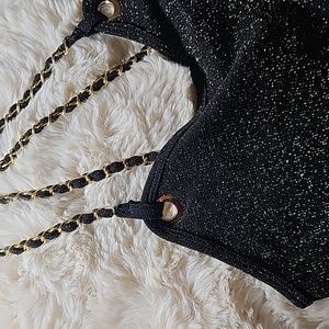 NWT bodysuit black and gold
